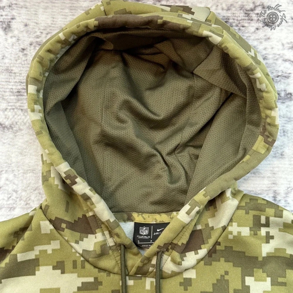 Nike Kansas City Chiefs‎ Salute Service Hoodie Men Small Green Camo Dri-Fit NFL